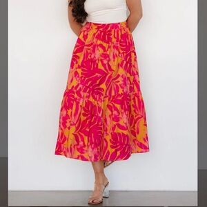 Baltic Born Orange and Fuchsia Tiered Skirt
